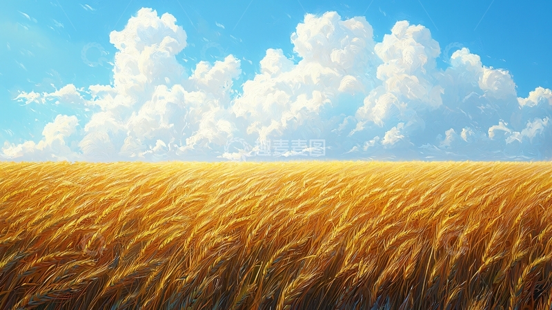 高清大图下载【趣麦麦图】金黄麦田蓝天白云