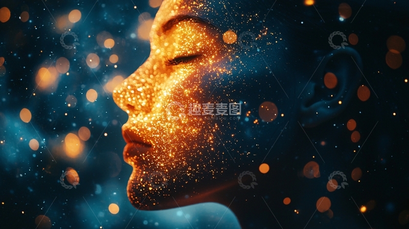 高清大图下载【趣麦麦图】光影梦幻女子侧脸