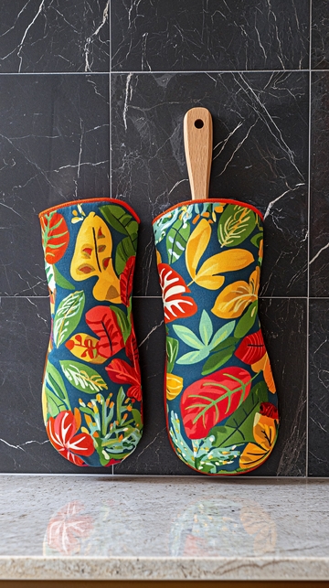 热带植物印花隔热手套