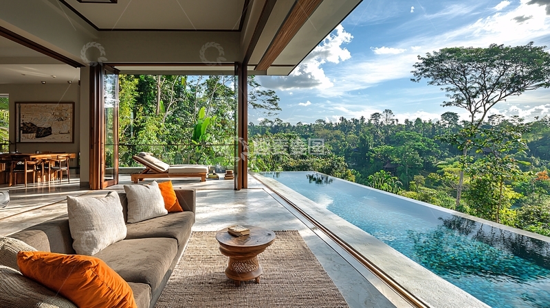 高清大图下载【趣麦麦图】度假屋无边泳池景观