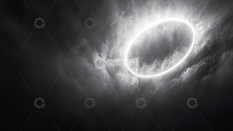 高清大图下载【趣麦麦图】发光圆环在云中