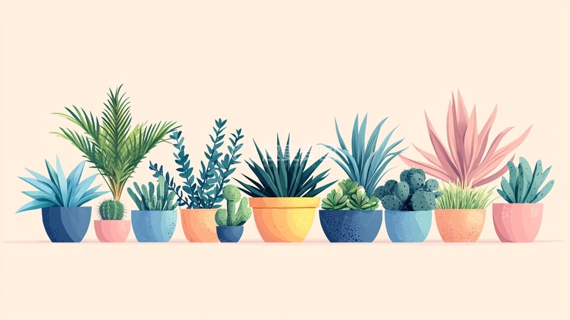 高清大图下载【趣麦麦图】彩色仙人掌盆栽组合