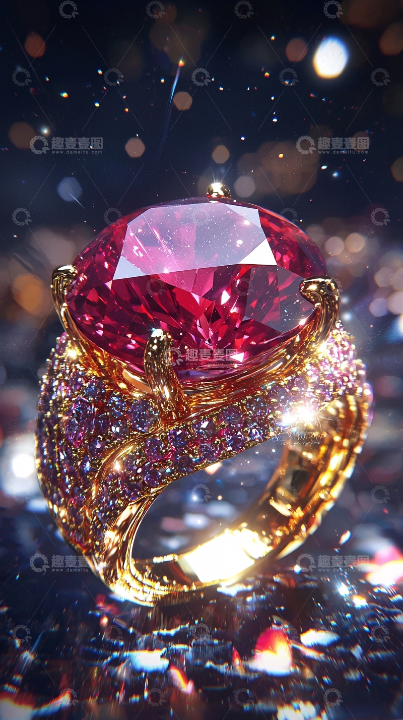 高清大图下载【趣麦麦图】奢华红宝石金戒指
