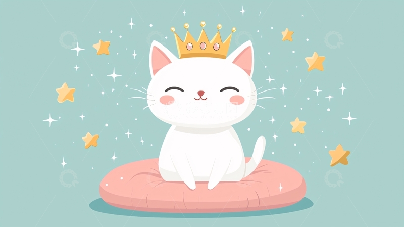 高清大图下载【趣麦麦图】可爱猫咪戴皇冠