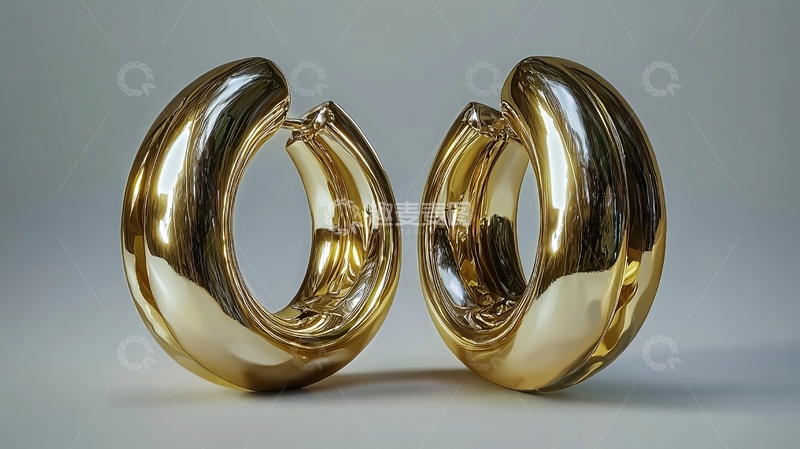 高清大图下载【趣麦麦图】金色厚实圆形耳环