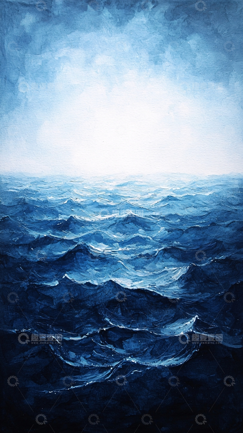 高清大图下载【趣麦麦图】深蓝色海面上的光