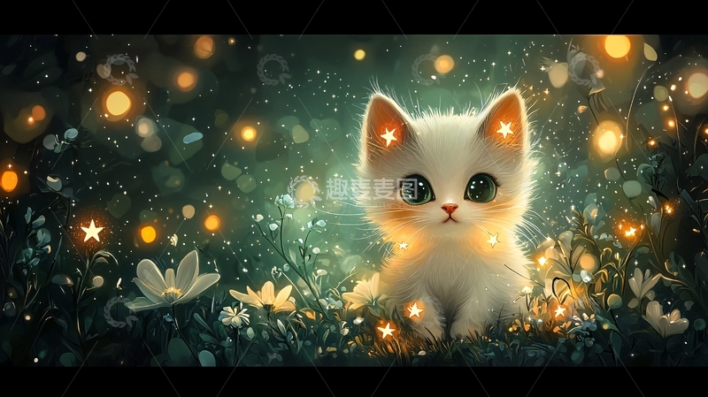 高清大图下载【趣麦麦图】闪耀星星的小猫