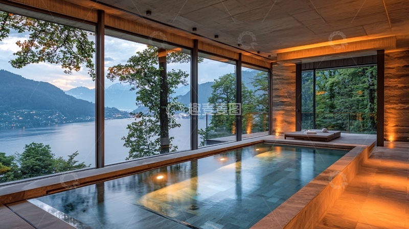 高清大图下载【趣麦麦图】湖景泳池别墅