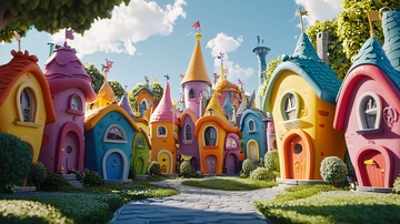 童话般色彩斑斓的梦幻小镇