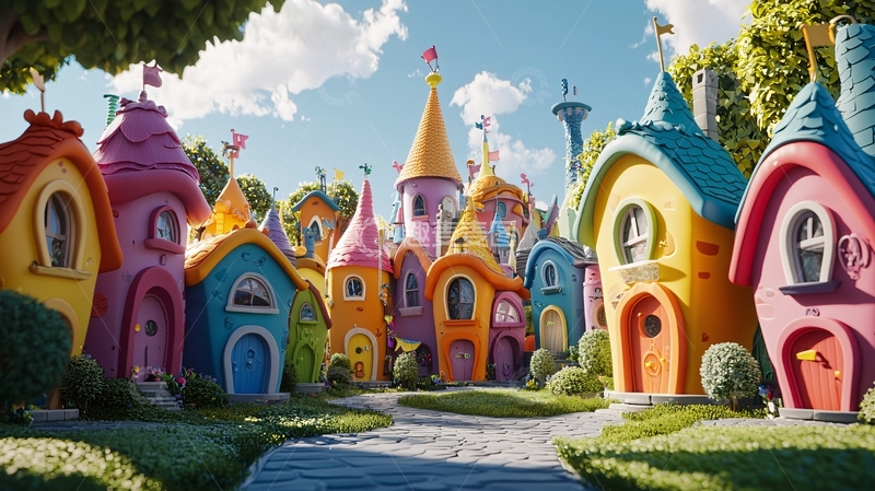高清大图下载【趣麦麦图】童话般色彩斑斓的梦幻小镇