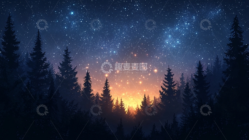 高清大图下载【趣麦麦图】星空森林