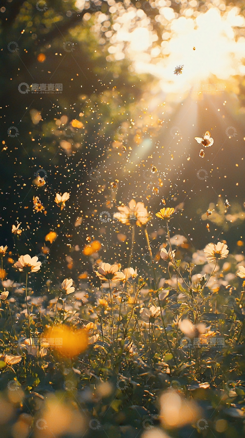 高清大图下载【趣麦麦图】阳光洒在花田里
