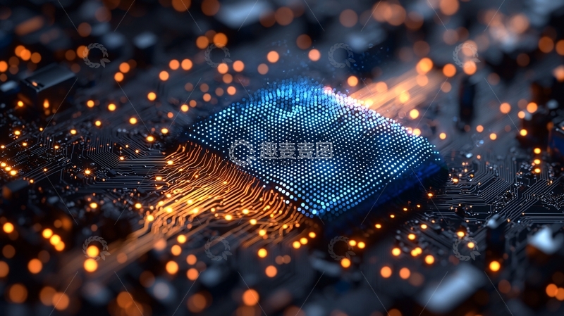 高清大图下载【趣麦麦图】发光芯片电路板特写