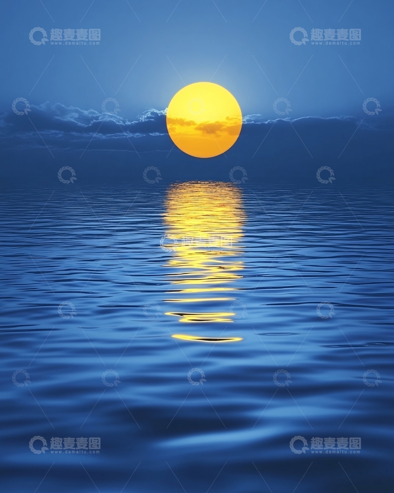 高清大图下载【趣麦麦图】大海月亮倒影