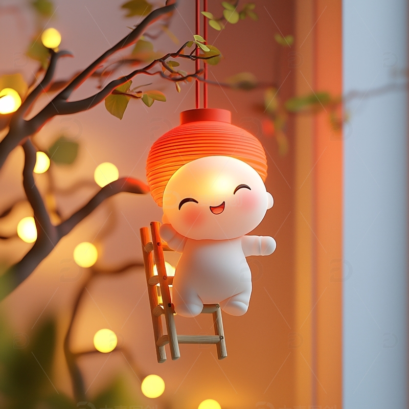 可爱小人攀爬灯笼