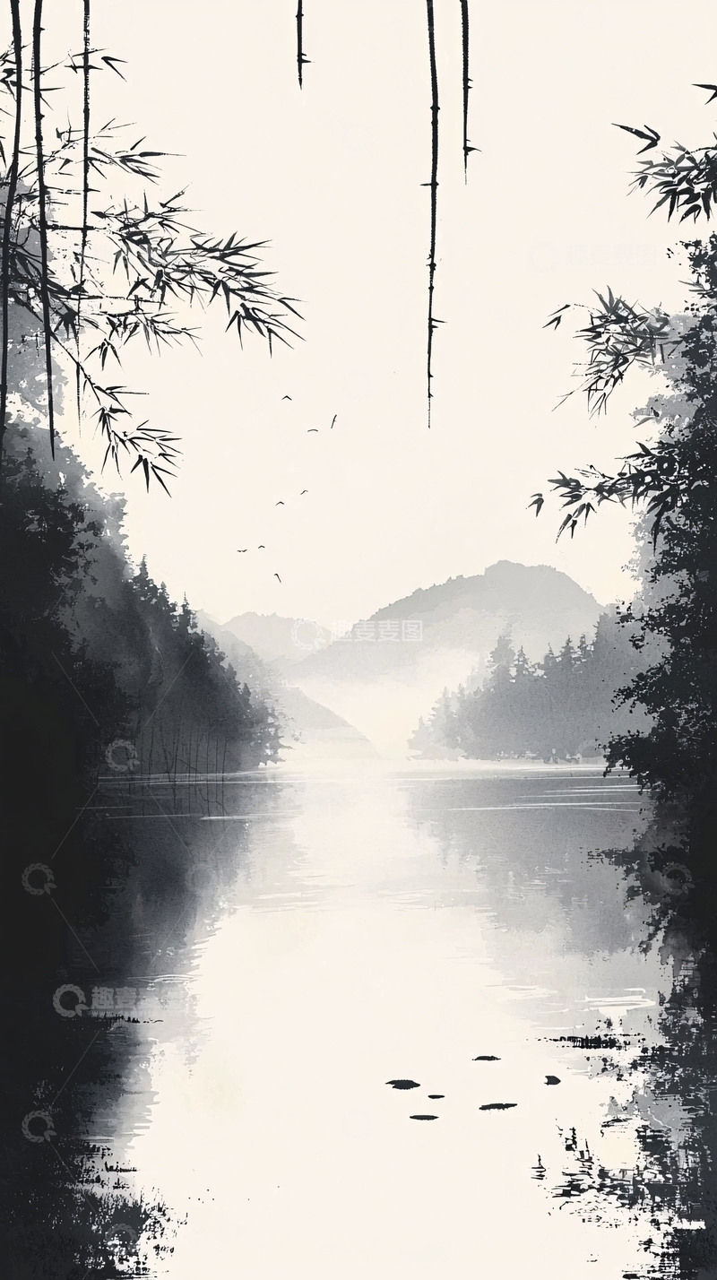 高清大图下载【趣麦麦图】水墨画山水