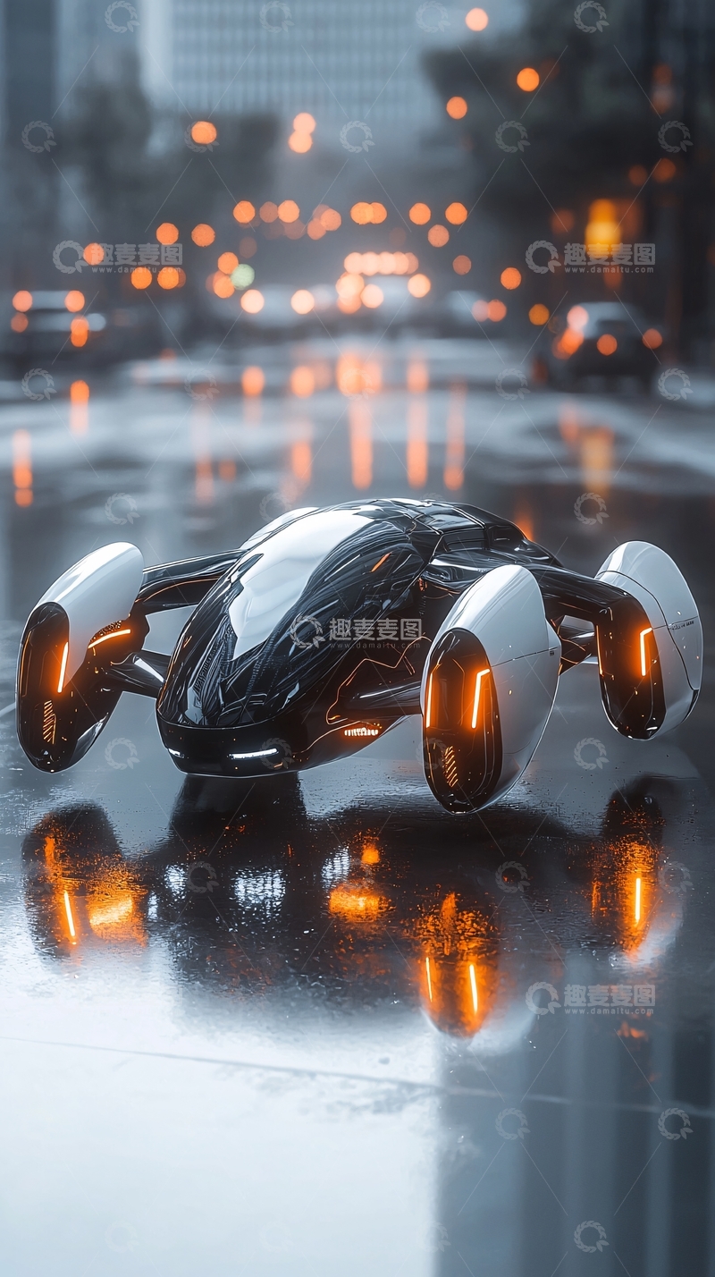 高清大图下载【趣麦麦图】未来飞行汽车