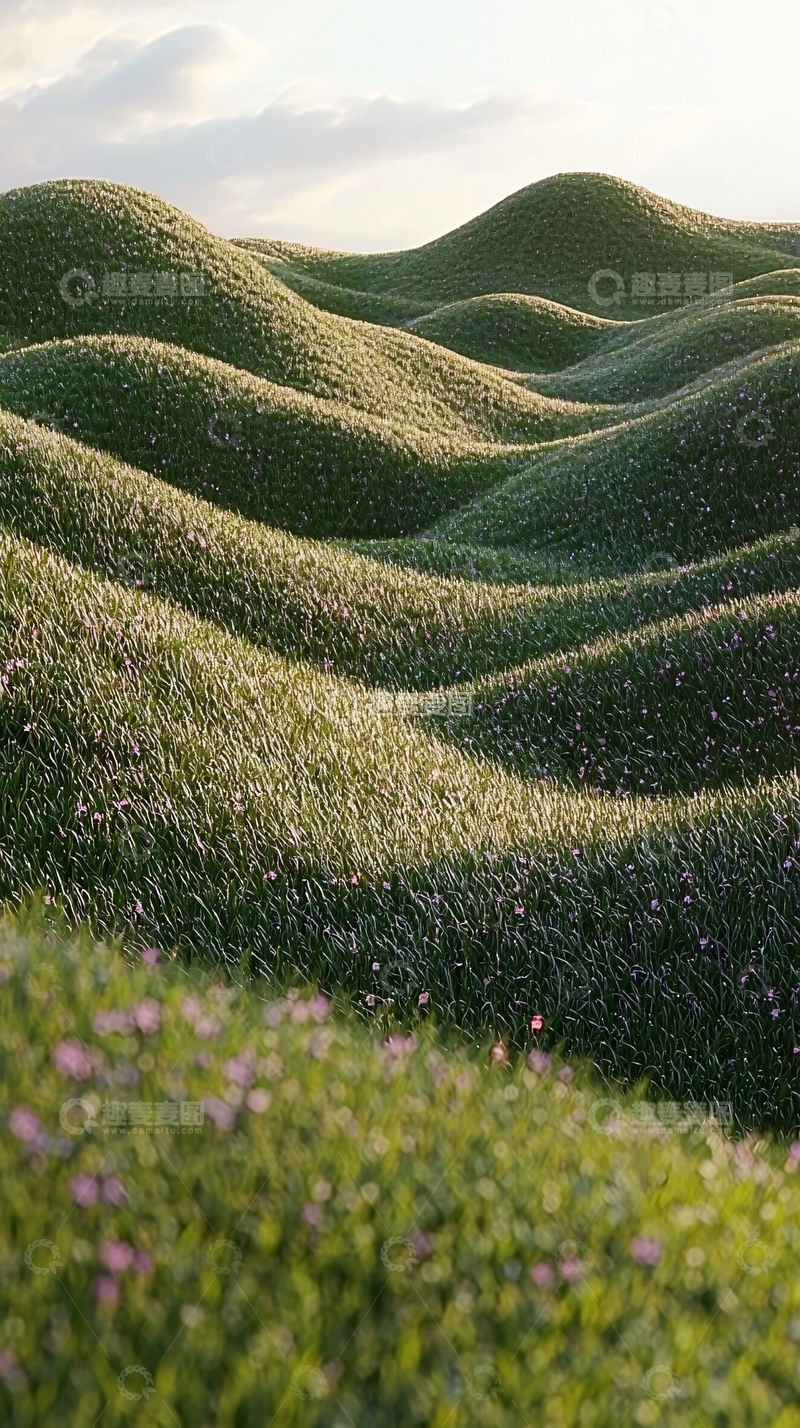 高清大图下载【趣麦麦图】绿色起伏的草地