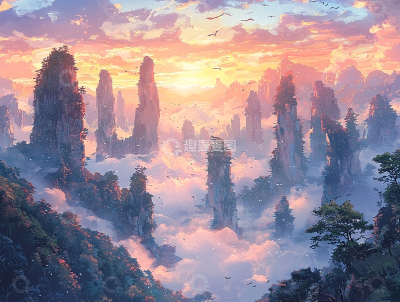 高清大图下载【趣麦麦图】云海日出仙境