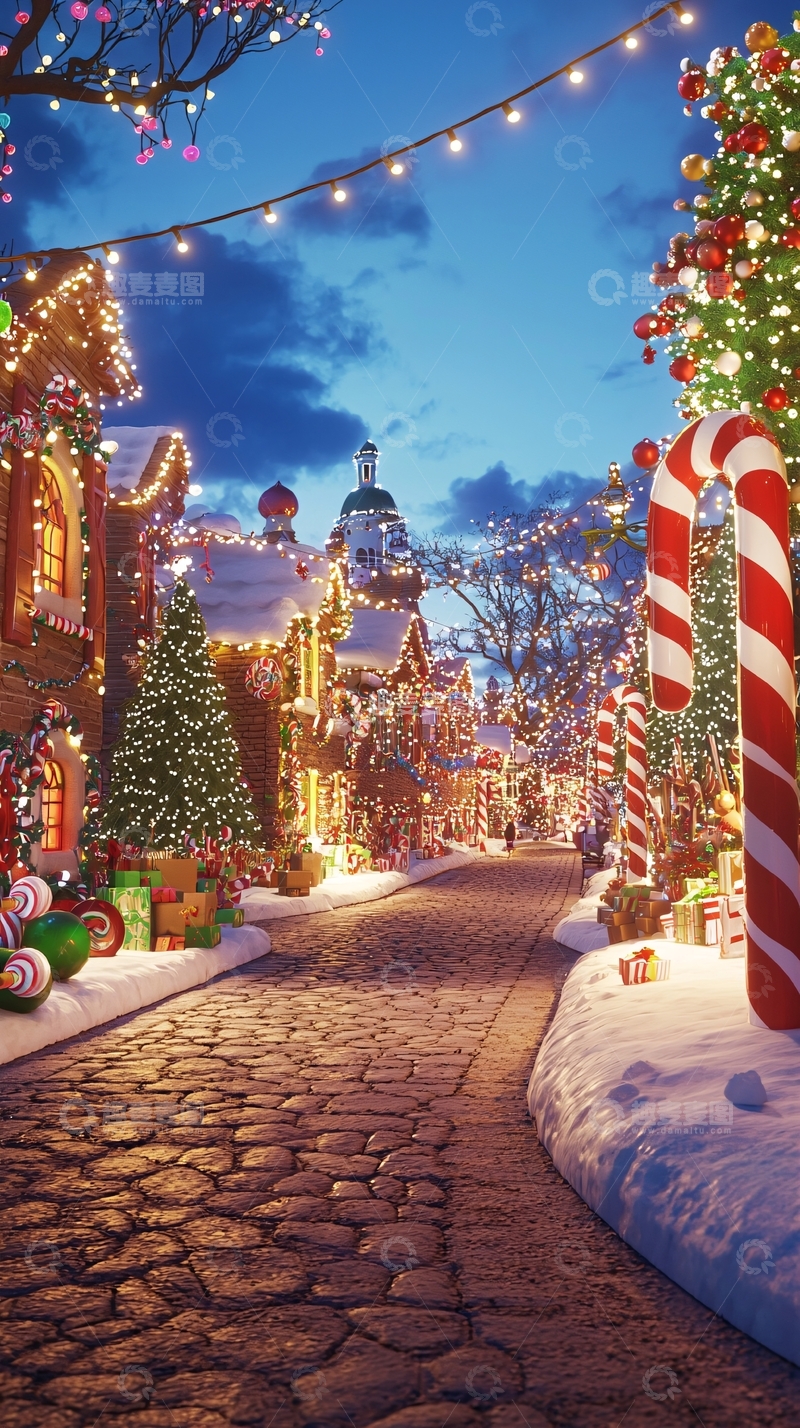 高清大图下载【趣麦麦图】圣诞小镇夜景