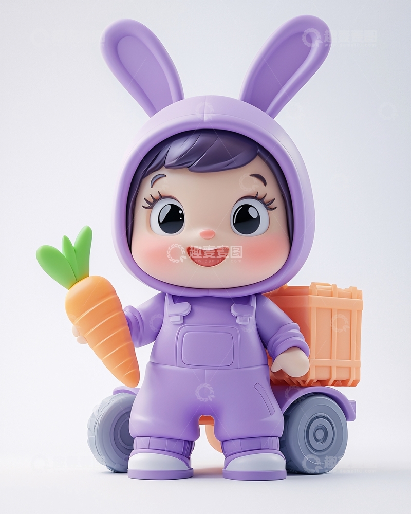 高清大图下载【趣麦麦图】紫色兔子玩偶