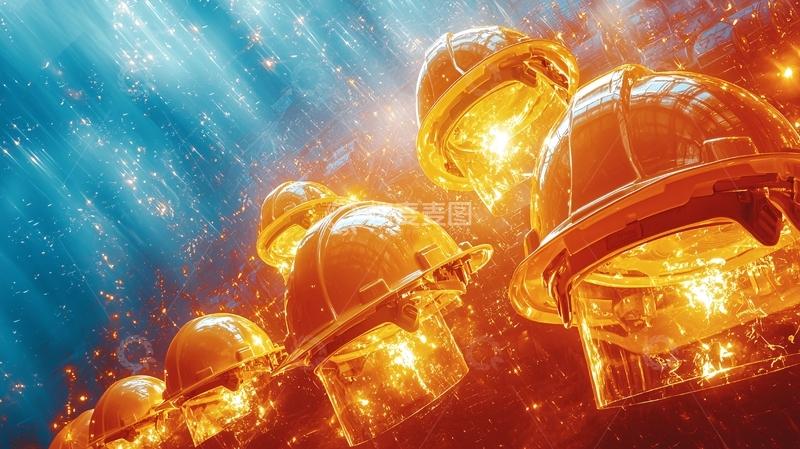 高清大图下载【趣麦麦图】燃烧的工地安全帽