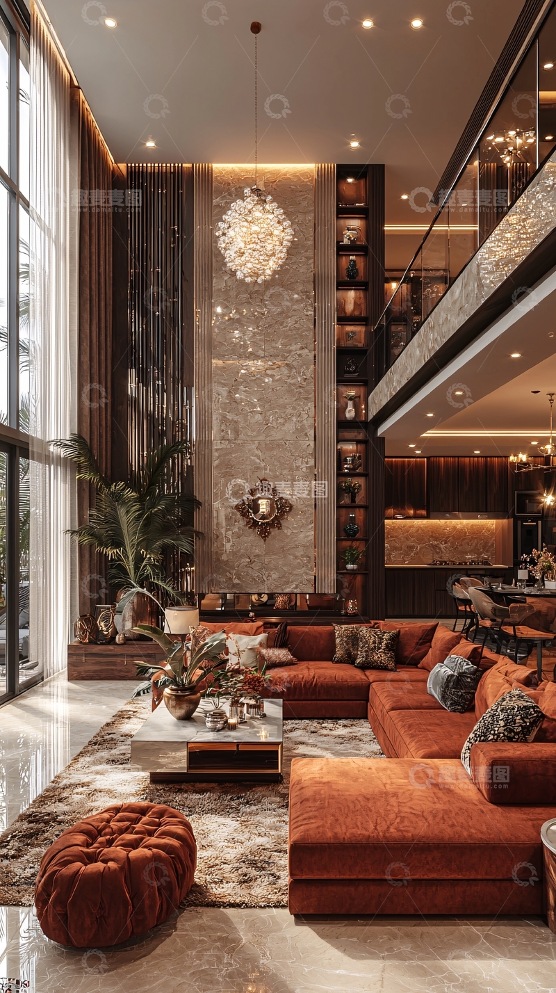 高清大图下载【趣麦麦图】现代奢华别墅客厅