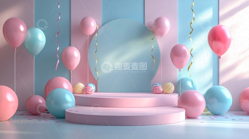 高清大图下载【趣麦麦图】粉色系气球背景