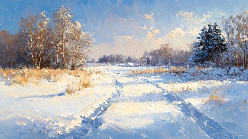 高清大图下载【趣麦麦图】冬日雪景田园风光