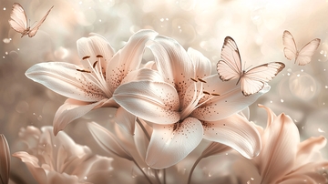 粉色百合花蝴蝶