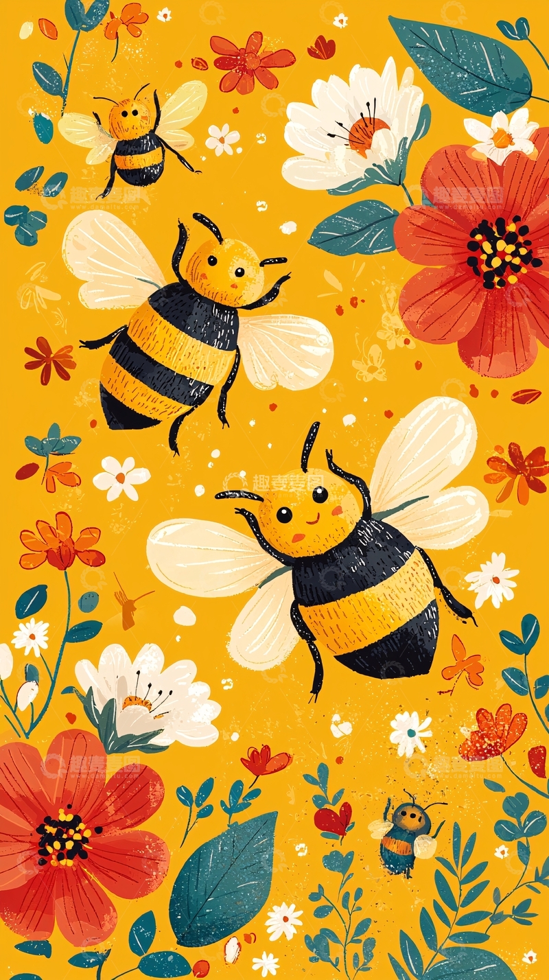 高清大图下载【趣麦麦图】卡通蜜蜂