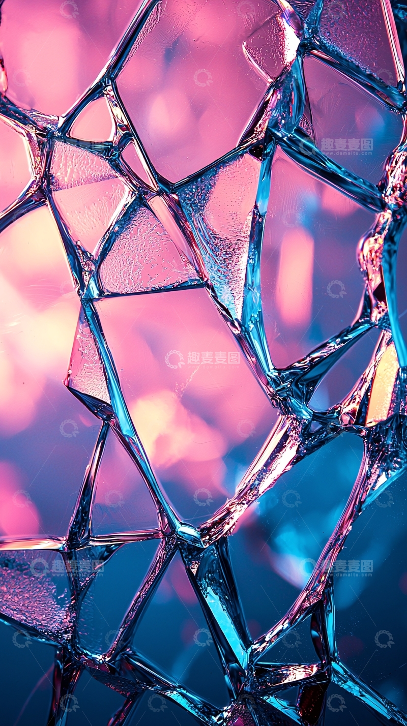高清大图下载【趣麦麦图】破碎玻璃粉色背景