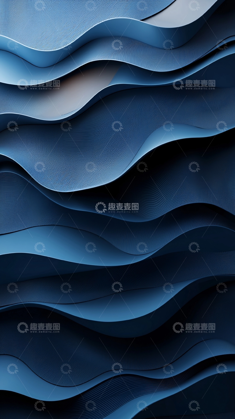 高清大图下载【趣麦麦图】深蓝色波浪纹理背景
