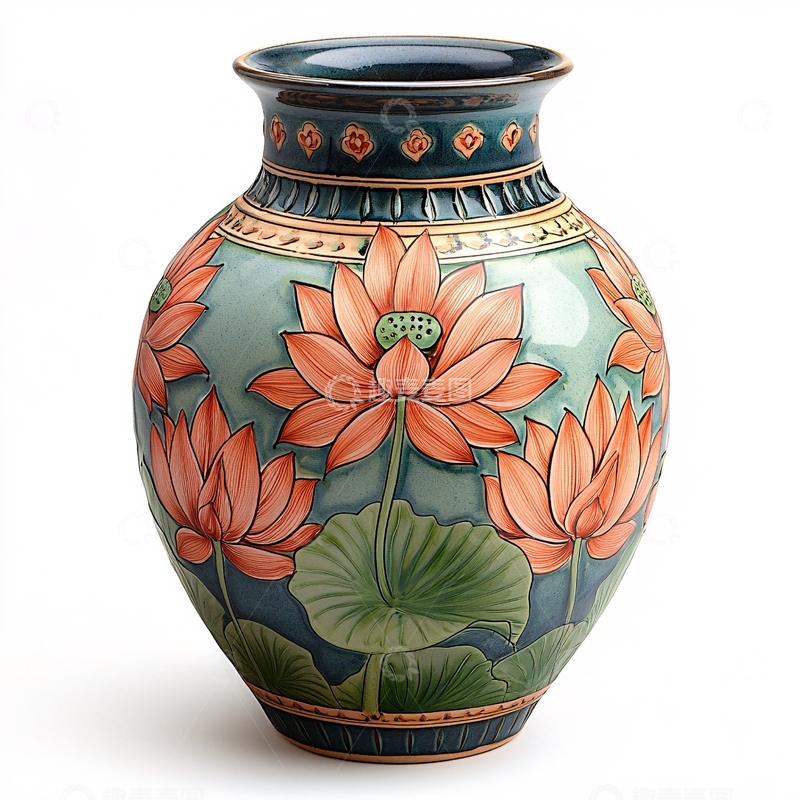 高清大图下载【趣麦麦图】手绘陶瓷花瓶