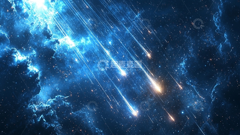 高清大图下载【趣麦麦图】蓝色宇宙流星雨