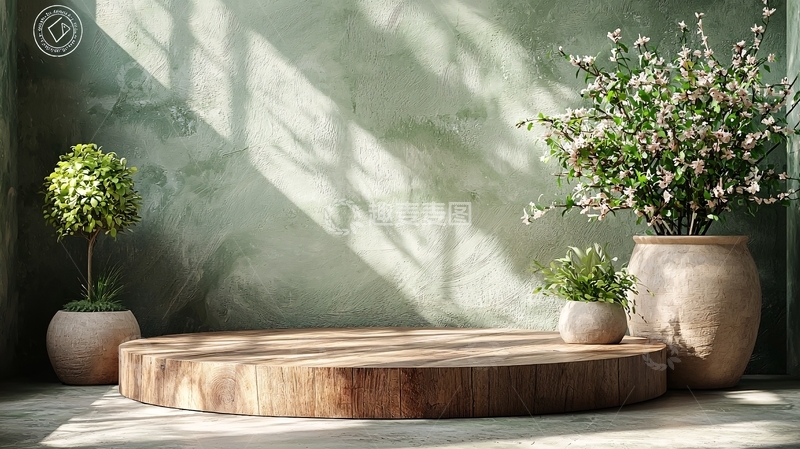 高清大图下载【趣麦麦图】木质圆形展台