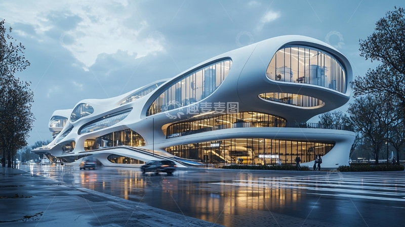高清大图下载【趣麦麦图】未来主义流线型建筑