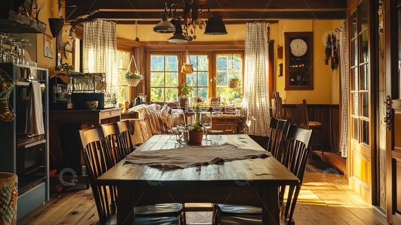 高清大图下载【趣麦麦图】温暖舒适的乡村风格餐厅
