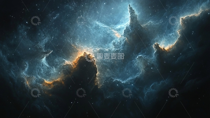 高清大图下载【趣麦麦图】深蓝色宇宙星云