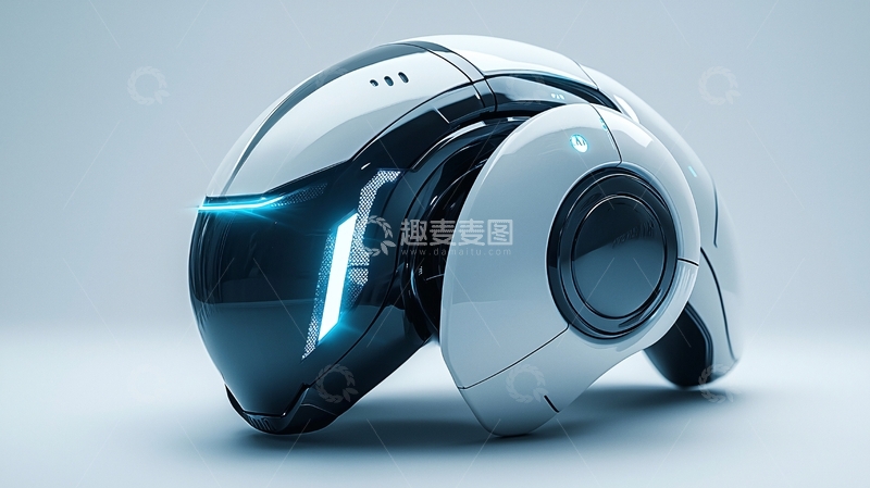 高清大图下载【趣麦麦图】科幻风格白色头盔