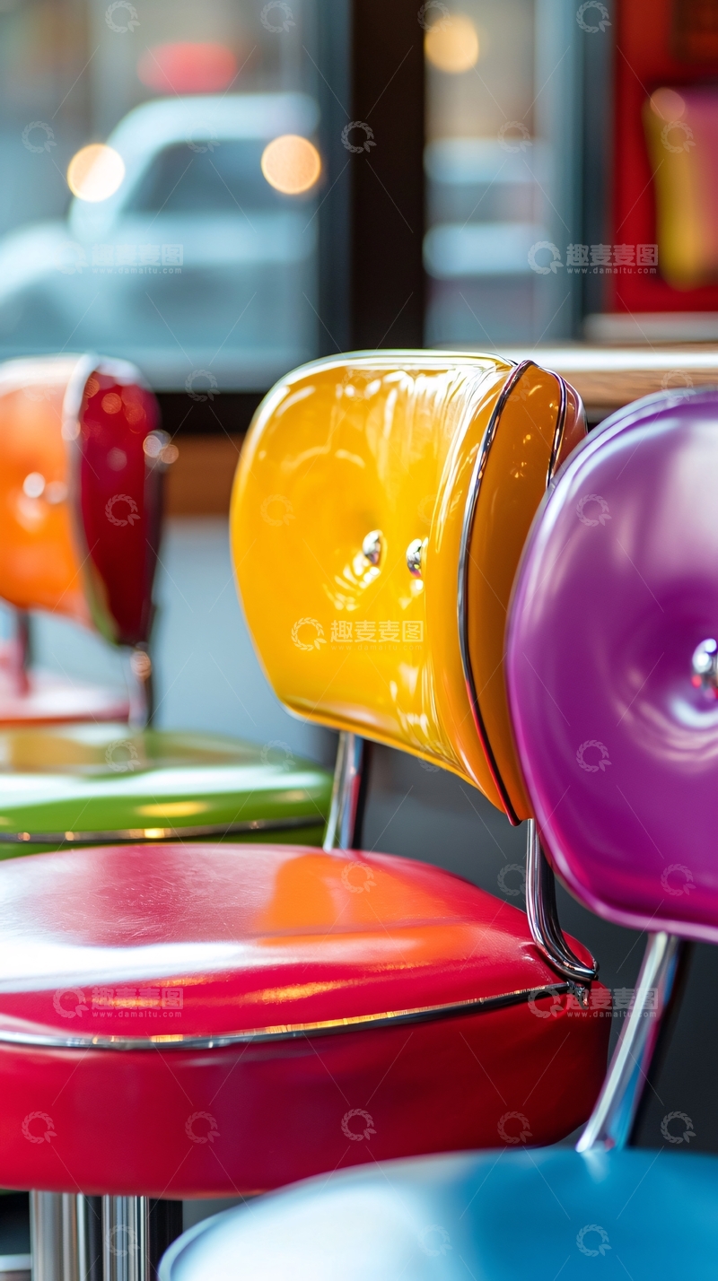 高清大图下载【趣麦麦图】彩色复古高脚椅