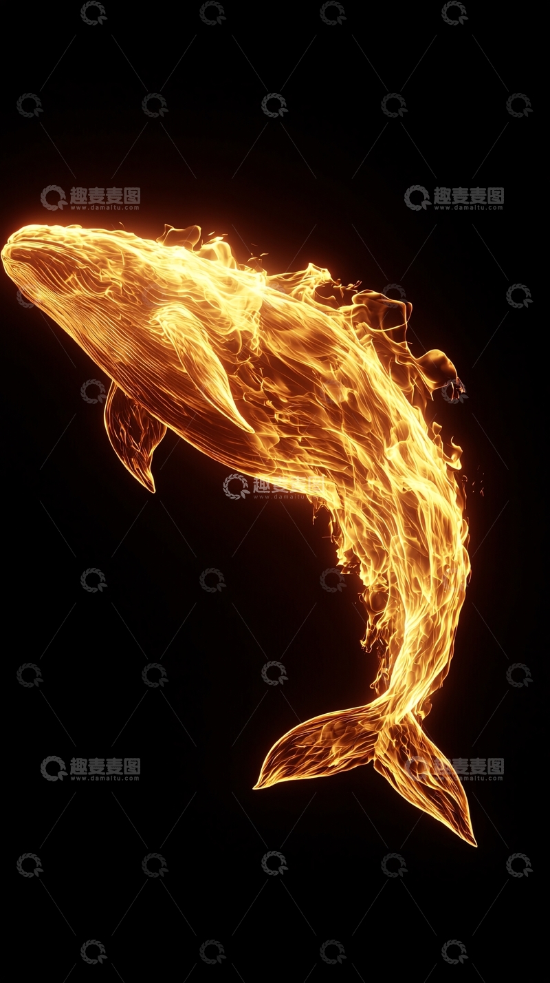 高清大图下载【趣麦麦图】火焰鲸鱼