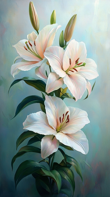 白色百合花高清绘画