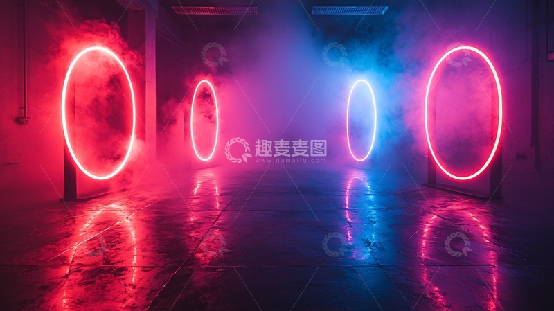 高清大图下载【趣麦麦图】霓虹灯环形门户