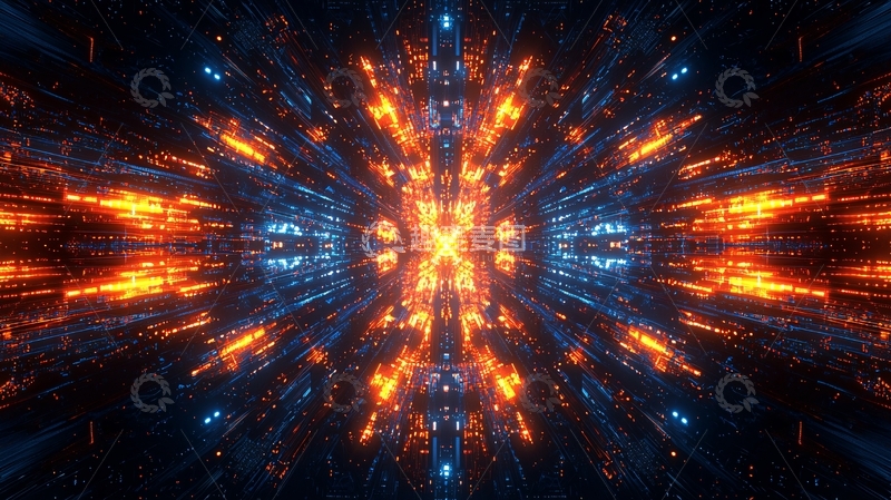 高清大图下载【趣麦麦图】抽象炫彩光线隧道