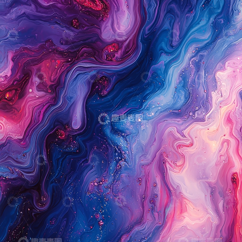 高清大图下载【趣麦麦图】紫色粉色流体抽象画