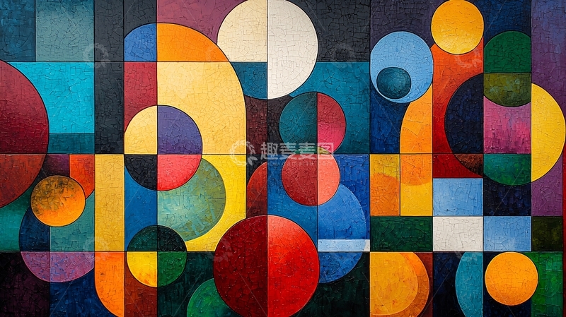 高清大图下载【趣麦麦图】抽象几何彩色绘画