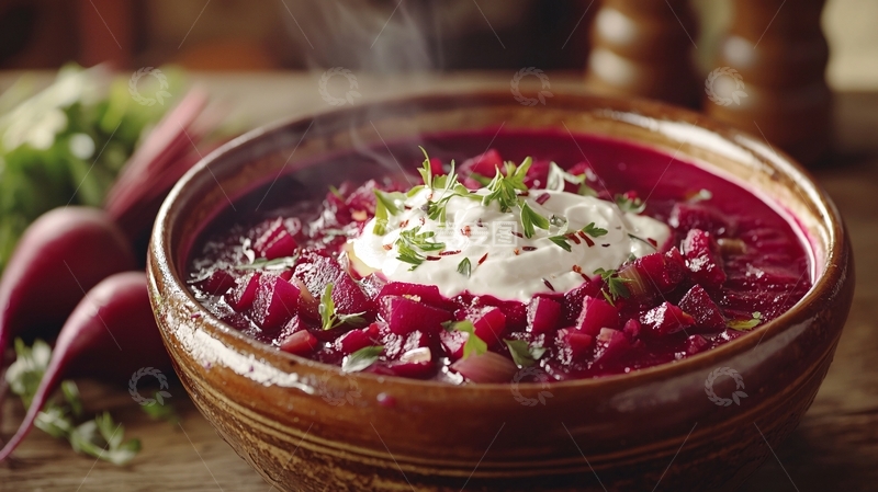 高清大图下载【趣麦麦图】热气腾腾的红菜汤