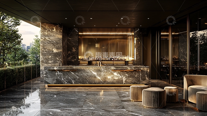 高清大图下载【趣麦麦图】奢华酒店大堂夜景