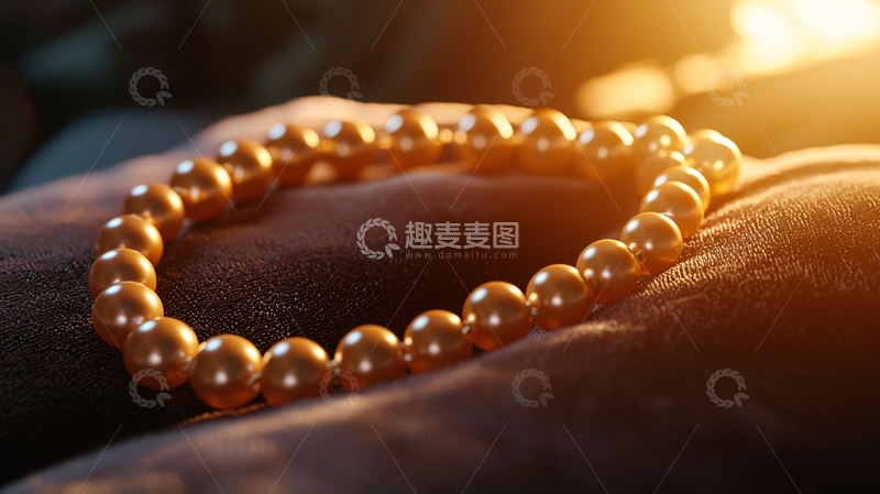 高清大图下载【趣麦麦图】金色珍珠项链
